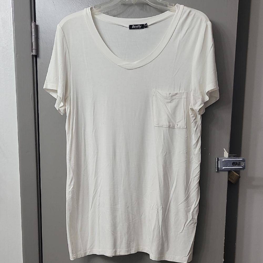 Women's Cream V-Neck Tunic Top